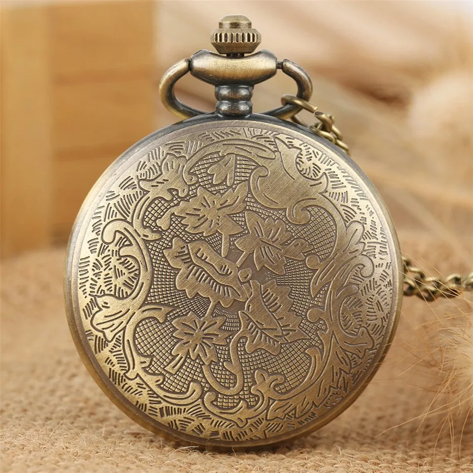 Elegance Flowers Bronze Hollow Hunter Pocket Watch