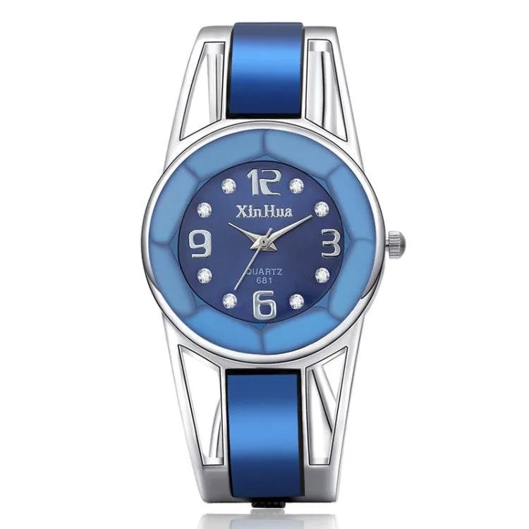 Elegant Diamond-Studded Hollow Stainless Steel Quartz Watch for Women