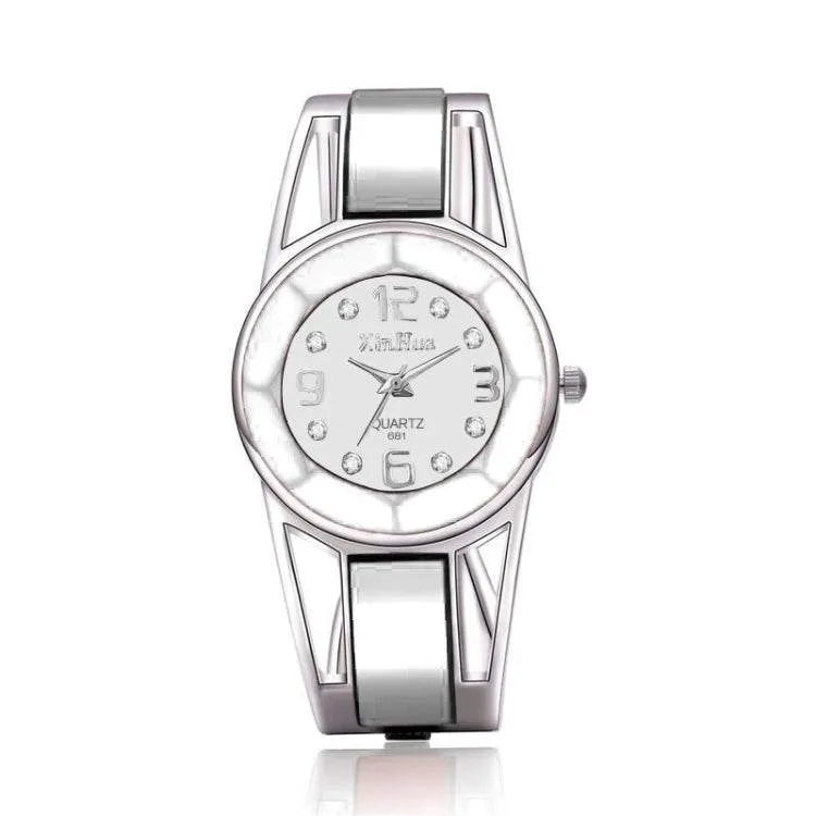 Elegant Diamond-Studded Hollow Stainless Steel Quartz Watch for Women