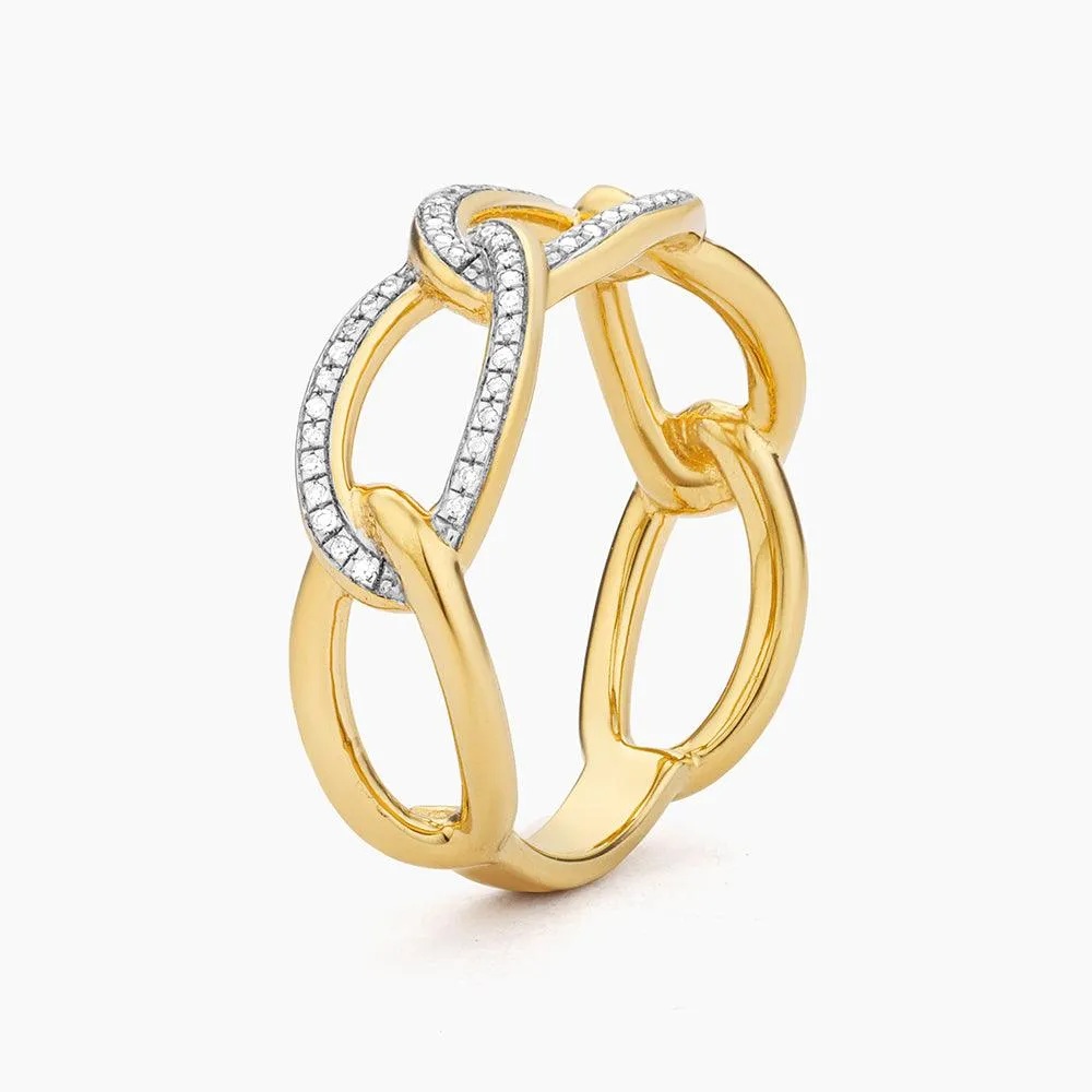 Ella Stein Triple Link Statement Ring in Gold - Size 8