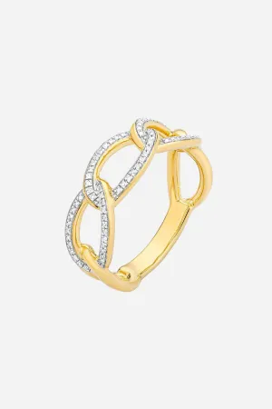 Ella Stein Triple Link Statement Ring in Gold - Size 8