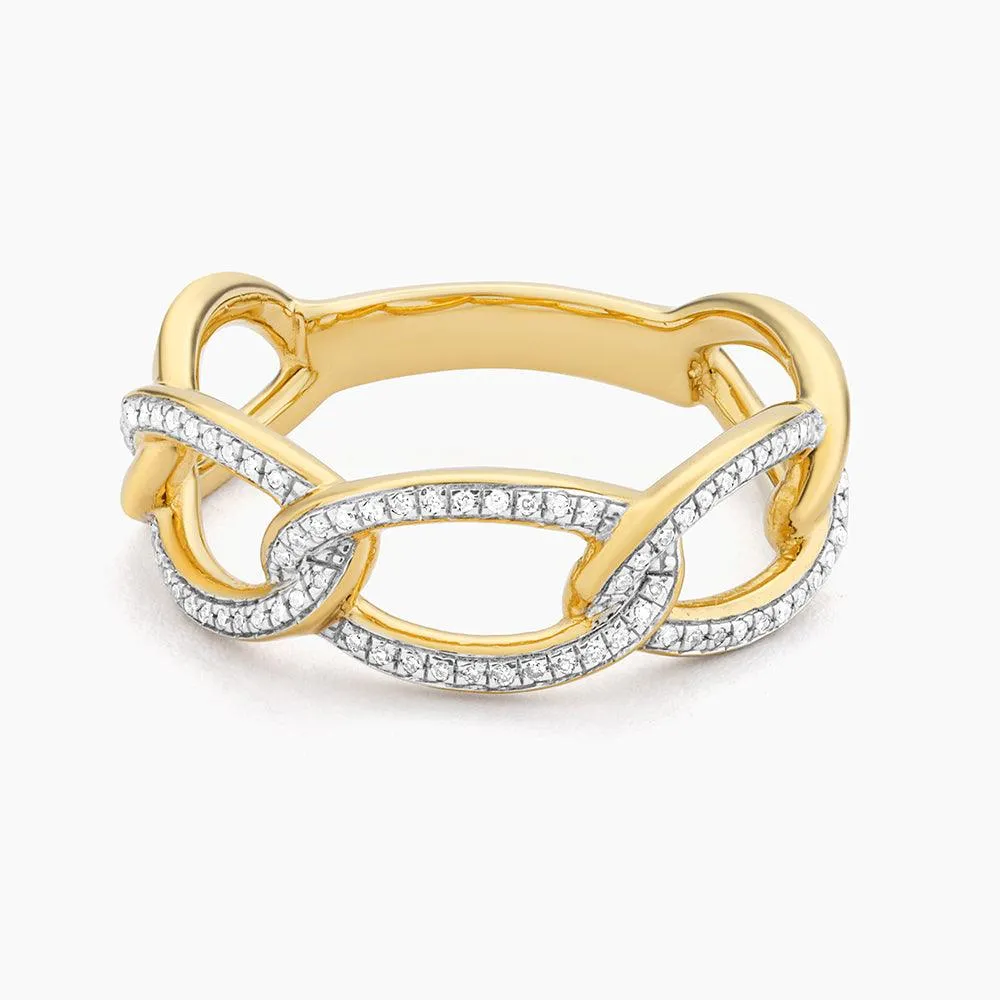 Ella Stein Triple Link Statement Ring in Gold - Size 8