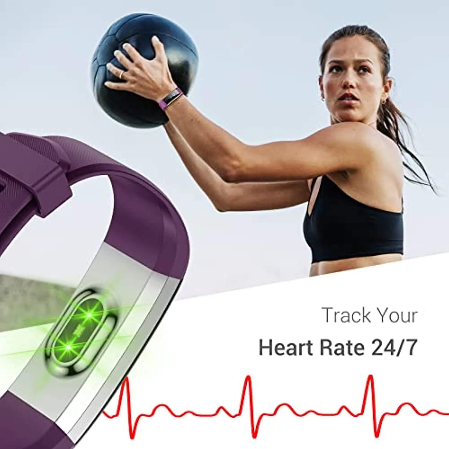 Eurans Fitness Tracker with Heart Rate, Sleep Monitor for Men and Women, Activity Tracker with Message Reminder, Step Calorie Counter Pedometer Watch