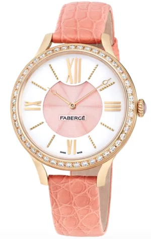 Faberge Watch Lady 18ct Rose Gold White and Pink Dial