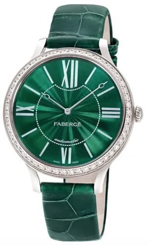 Faberge Watch Lady 18ct White Gold Green Dial