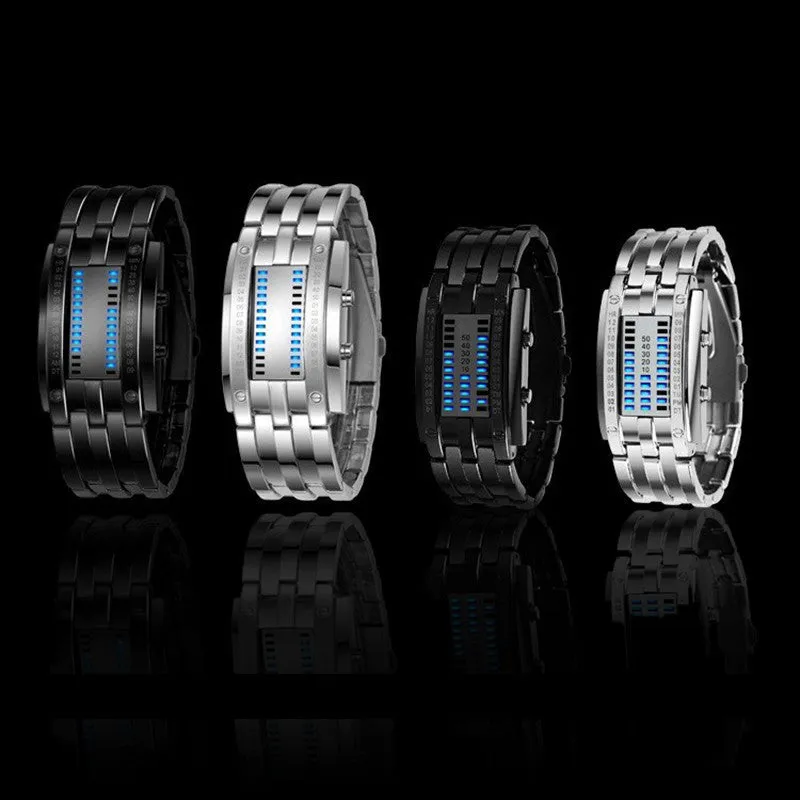 Fashion Men and Women watch Unisex Black Dial Metal Band Quartz Analog Water Resistant Sport Wrist Watch