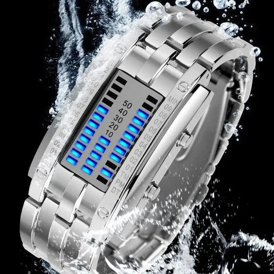 Fashion Men and Women watch Unisex Black Dial Metal Band Quartz Analog Water Resistant Sport Wrist Watch