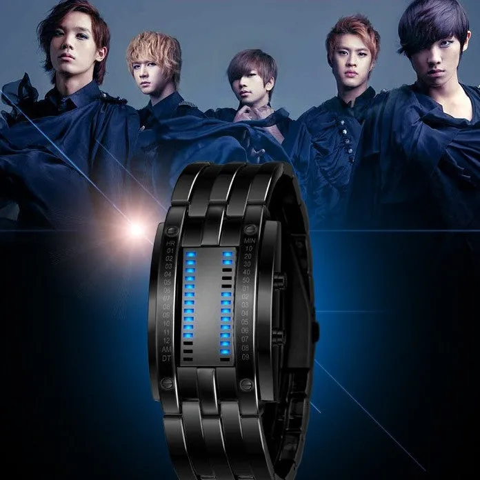 Fashion Men and Women watch Unisex Black Dial Metal Band Quartz Analog Water Resistant Sport Wrist Watch