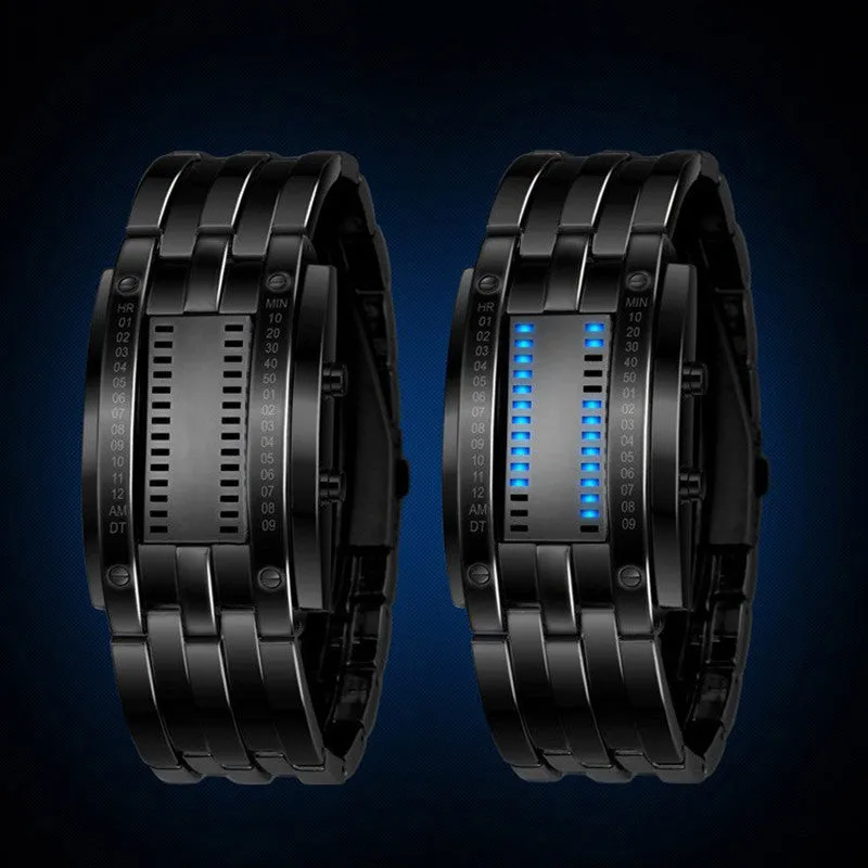 Fashion Men and Women watch Unisex Black Dial Metal Band Quartz Analog Water Resistant Sport Wrist Watch