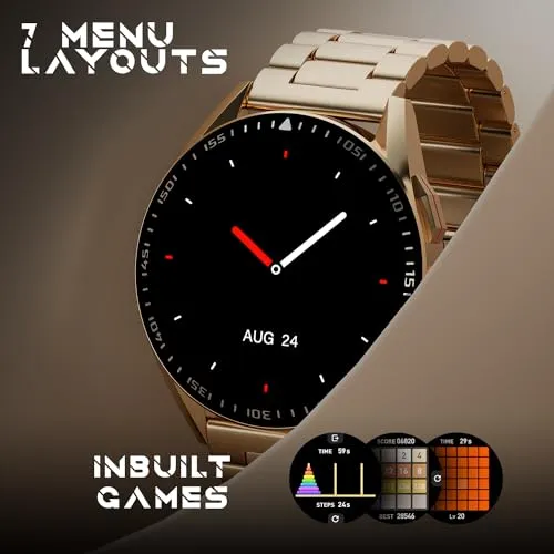 Fire-Boltt Invincible Plus 1.43" AMOLED Display Smartwatch with Bluetooth Calling, TWS Connection, 300  Sports Modes, 110 in-Built Watch Faces, 4GB Storage & AI Voice Assistant (Rose Gold SS)