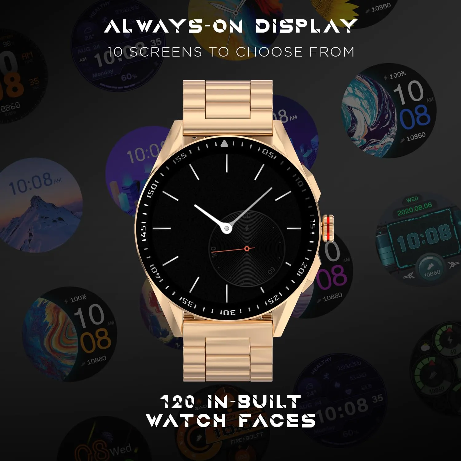 Fire-Boltt Invincible Plus 1.43" AMOLED Display Smartwatch with Bluetooth Calling, TWS Connection, 300  Sports Modes, 110 in-Built Watch Faces, 4GB Storage & AI Voice Assistant (Rose Gold SS)
