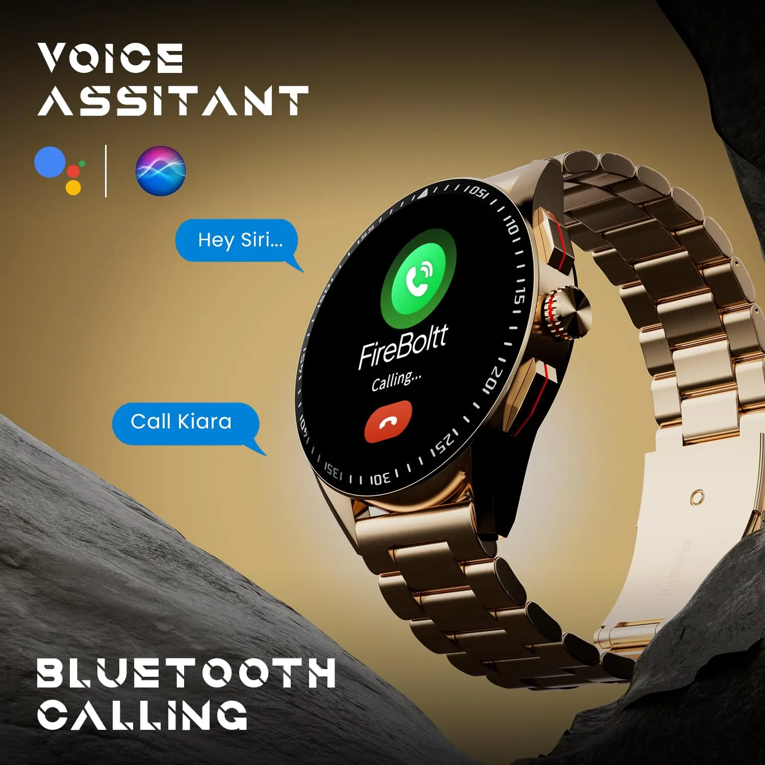 Fire-Boltt Invincible Plus 1.43" AMOLED Display Smartwatch with Bluetooth Calling, TWS Connection, 300  Sports Modes, 110 in-Built Watch Faces, 4GB Storage & AI Voice Assistant (Rose Gold SS)