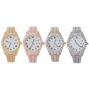 Full Diamond Men's Watch Large Dial Inlaid Diamond British Watch Fashion Steel Band