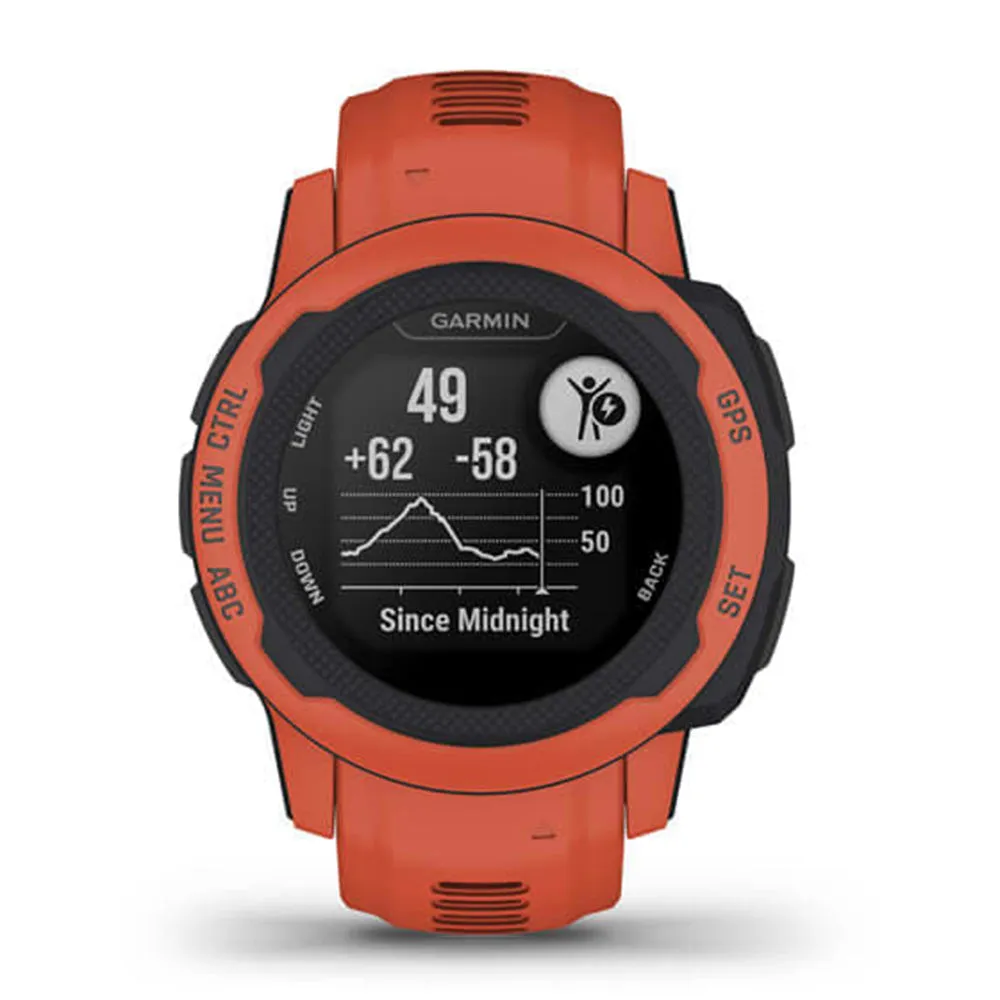 Garmin Instinct 2S - Standard Edition Poppy Silicone Band Smaller-Sized Rugged Outdoor Multi-GNSS Support Watch - 010-02563-16