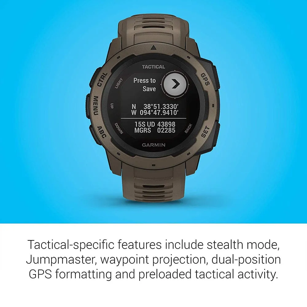 Garmin Instinct Outdoor Tan Tactical Edition Band Black Digital Dial Smart Watch - 010-02064-71