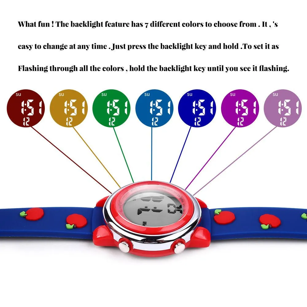 Girls Digital Sports Watch with many features - Red Apples