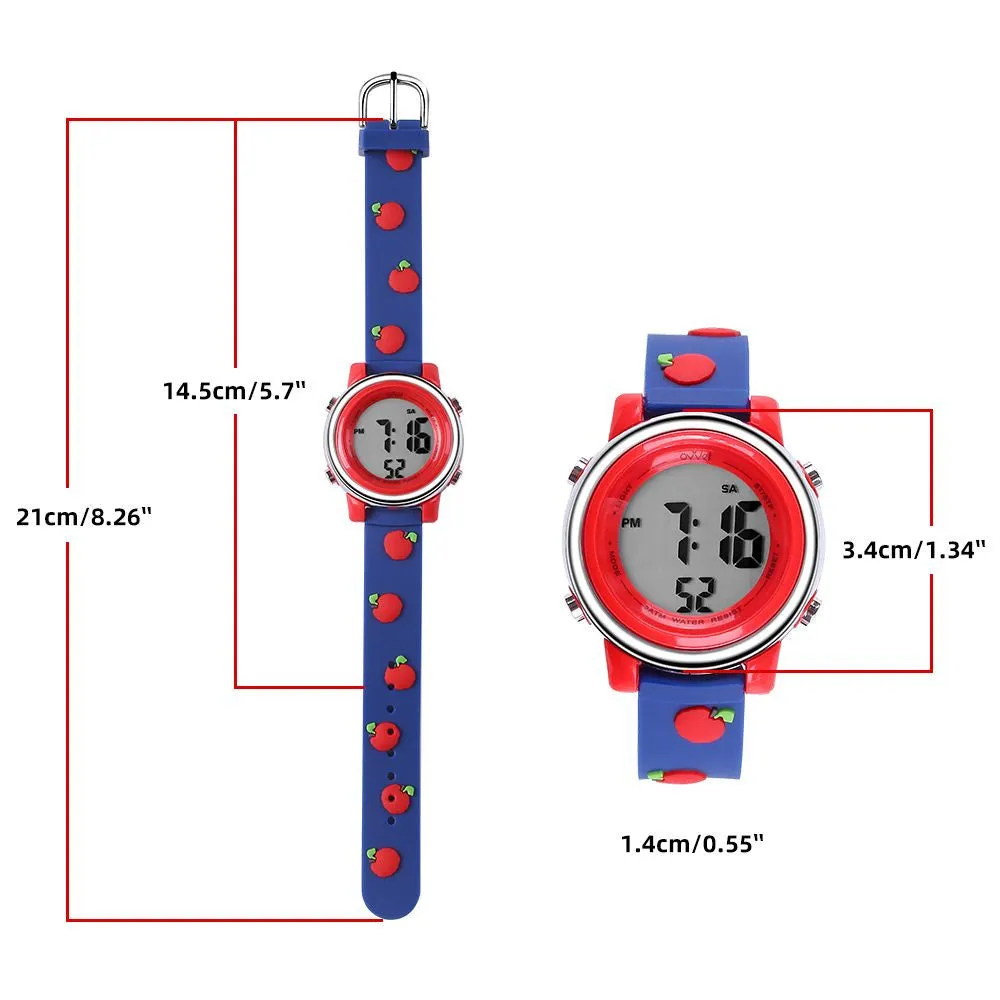 Girls Digital Sports Watch with many features - Red Apples