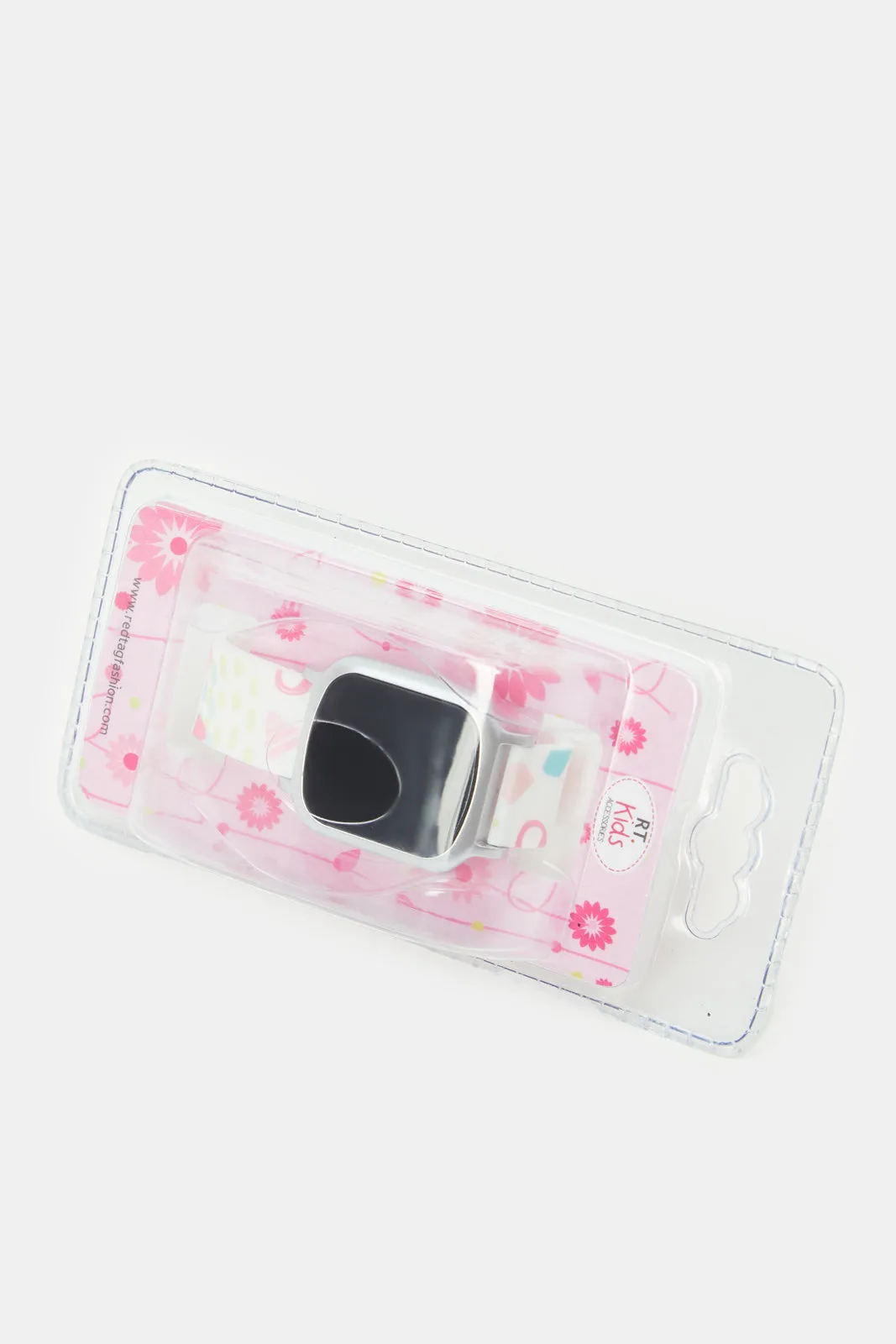 Girls White Printed Digital Watch