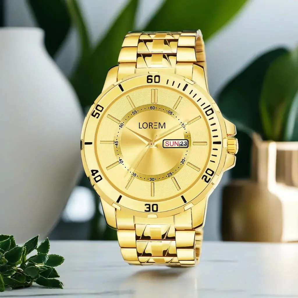 Gold Day-Date Function Casual Analog Watch For Men LR134