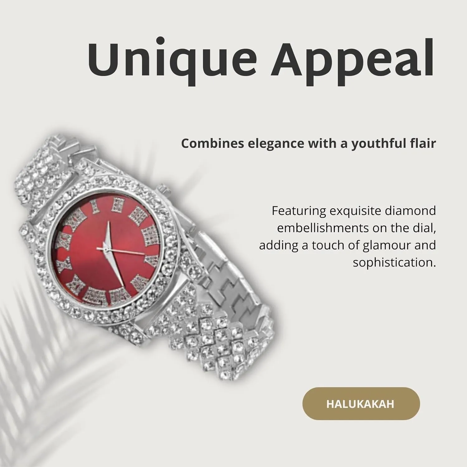 Halukakah Diamonds Watch Iced Out for Boy Teens - 18K Real Gold/Platinum Plated - 36mm Green/Blue/Red Dial - 8" Length - Optional with Cuban Link Chain, with Watch Adjuster Tool - Goldfoil Giftbox