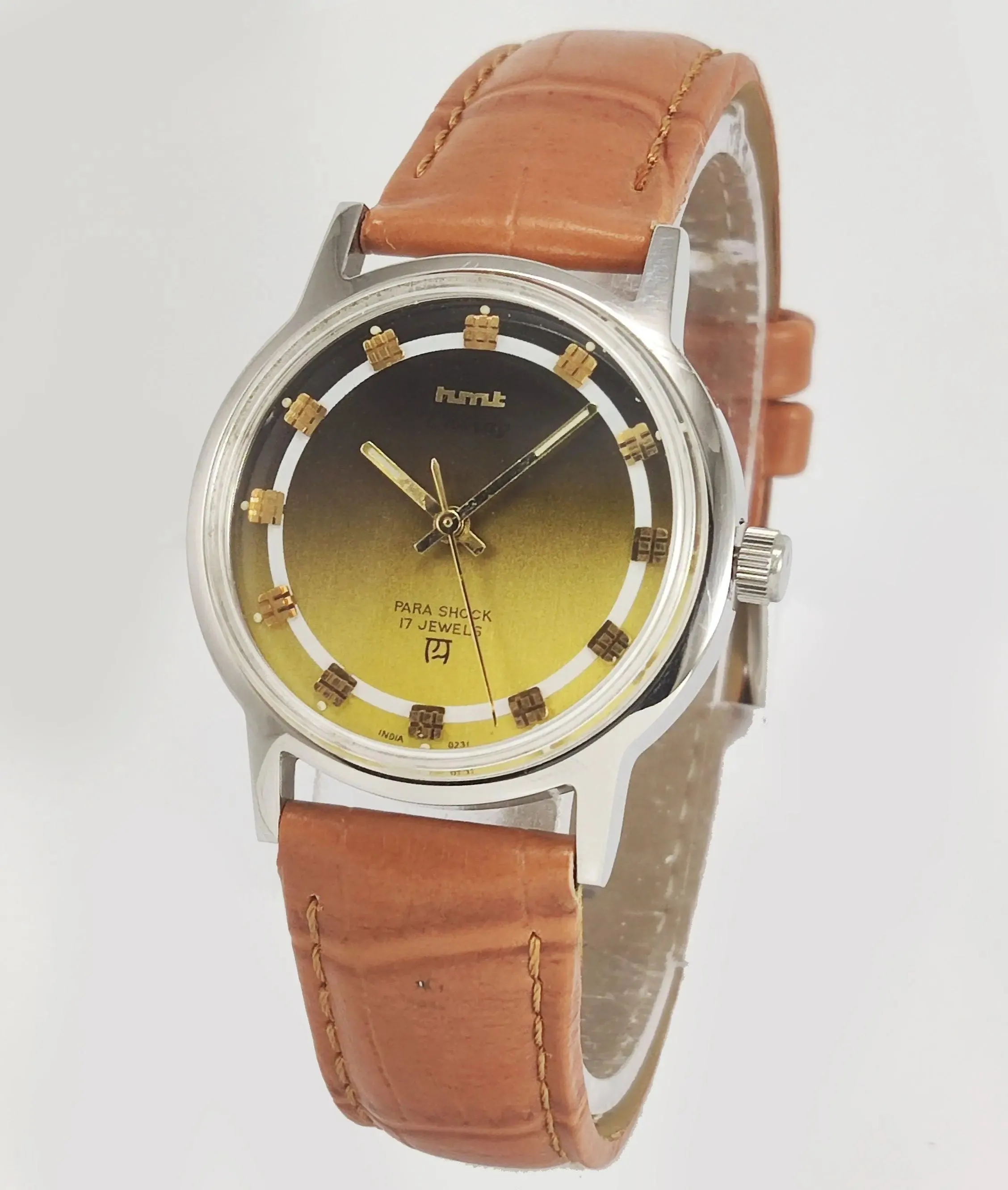 HMT Chirag Para Shock 17 Jewels Gradient Dial Mechanical Hand winding Men's Wrist Watch