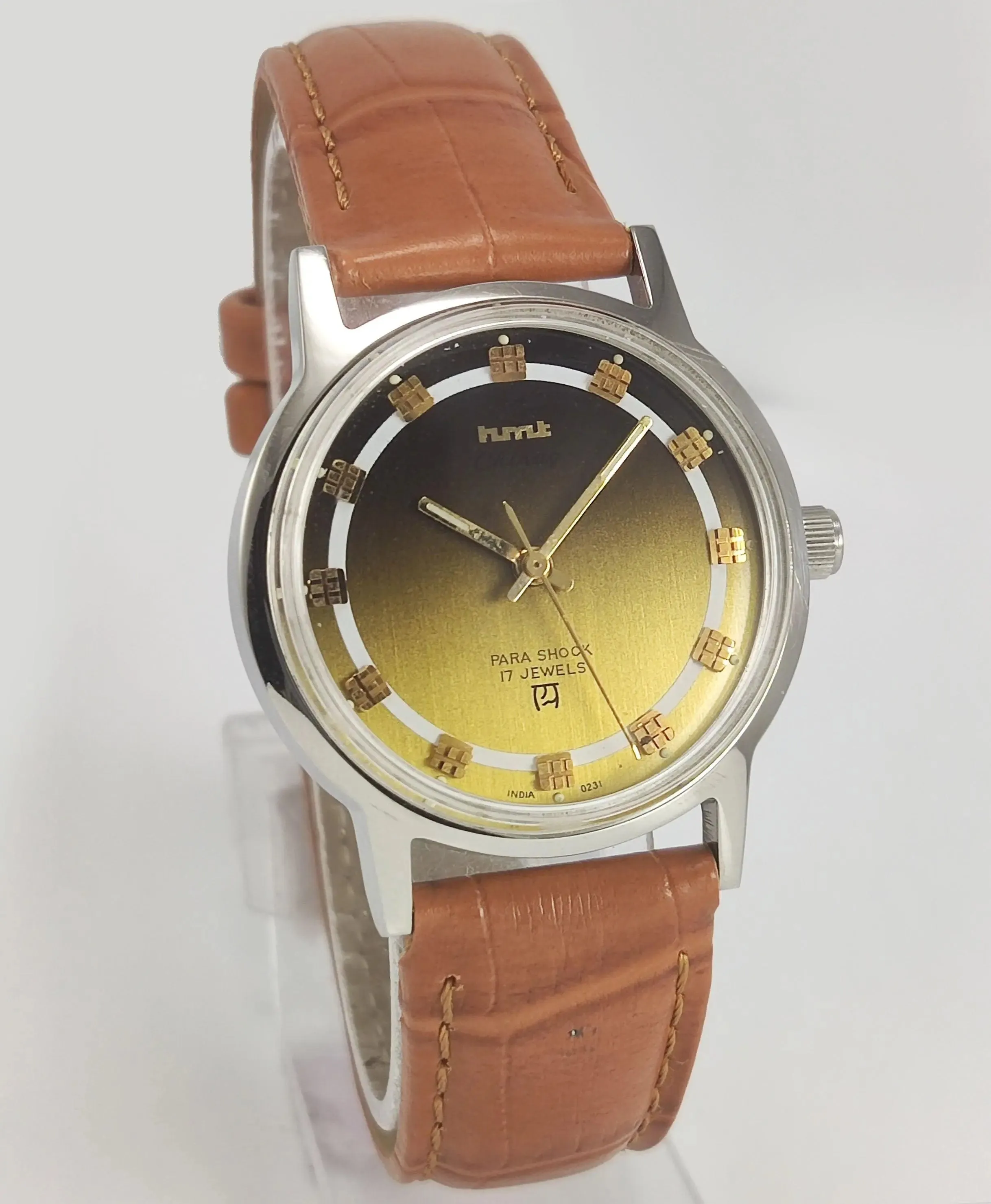 HMT Chirag Para Shock 17 Jewels Gradient Dial Mechanical Hand winding Men's Wrist Watch