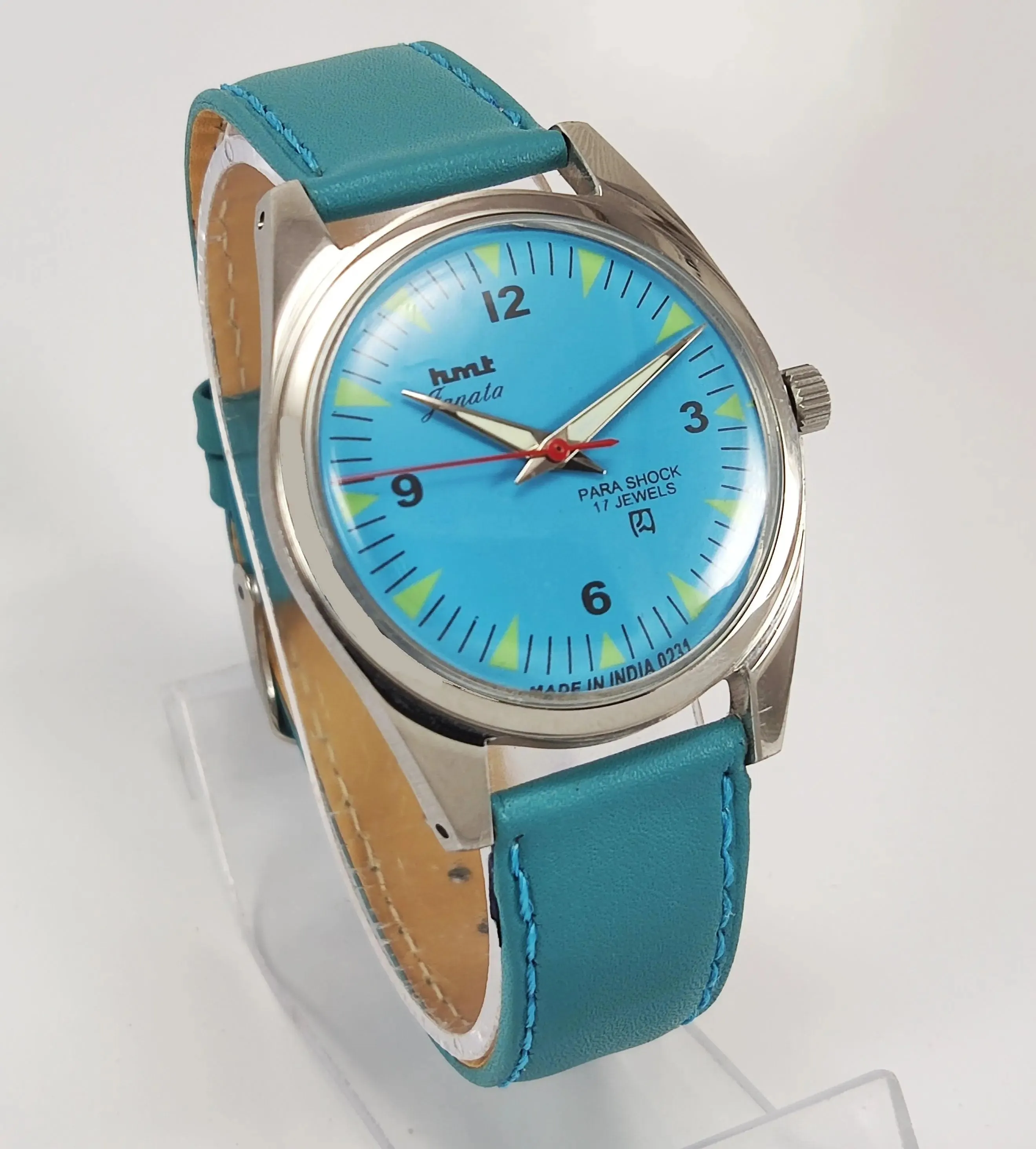 HMT Janata Para Shock 17 Jewels Blue Dial Radium Hands Mechanical Hand winding Men's Wrist Watch