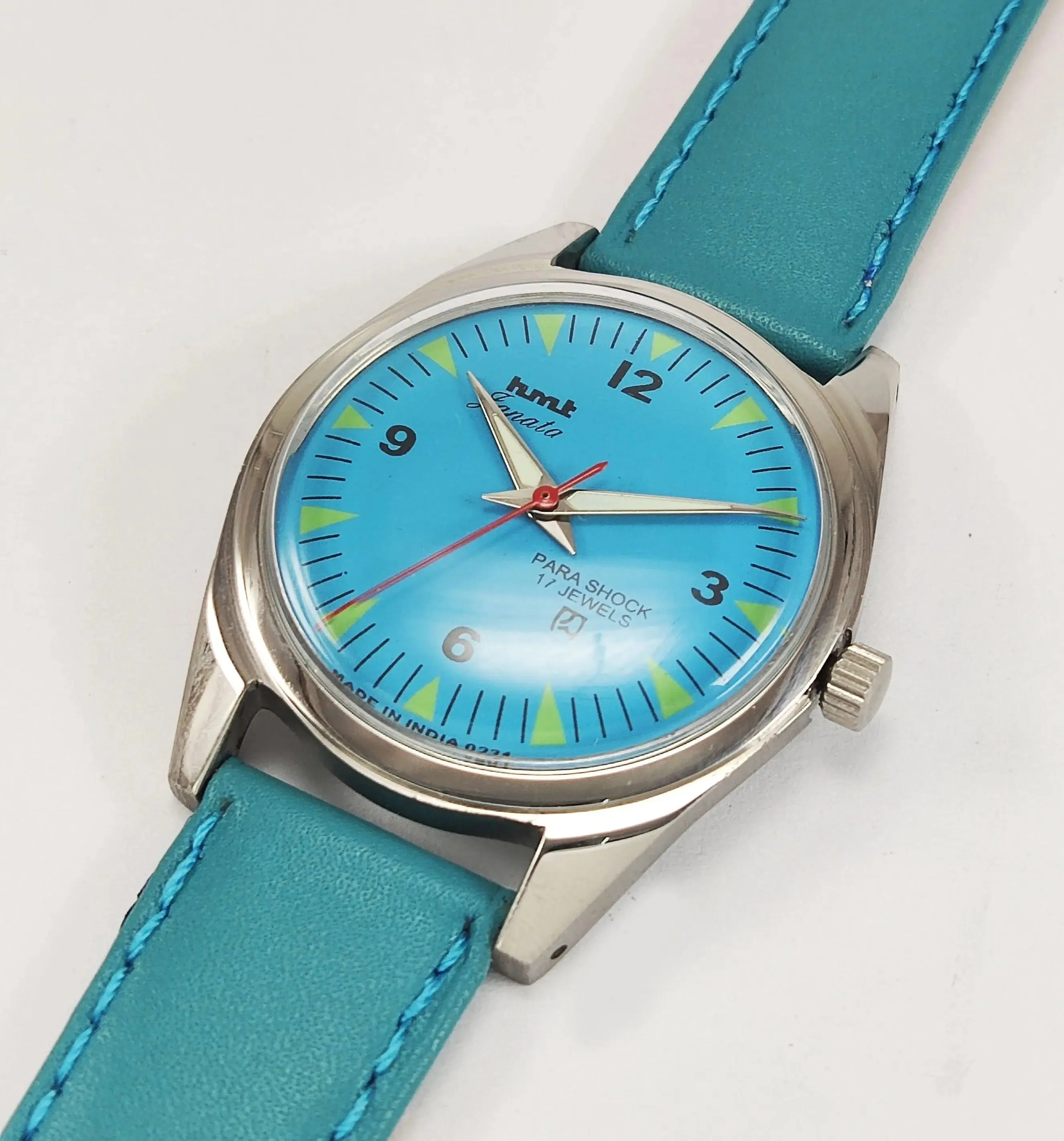 HMT Janata Para Shock 17 Jewels Blue Dial Radium Hands Mechanical Hand winding Men's Wrist Watch