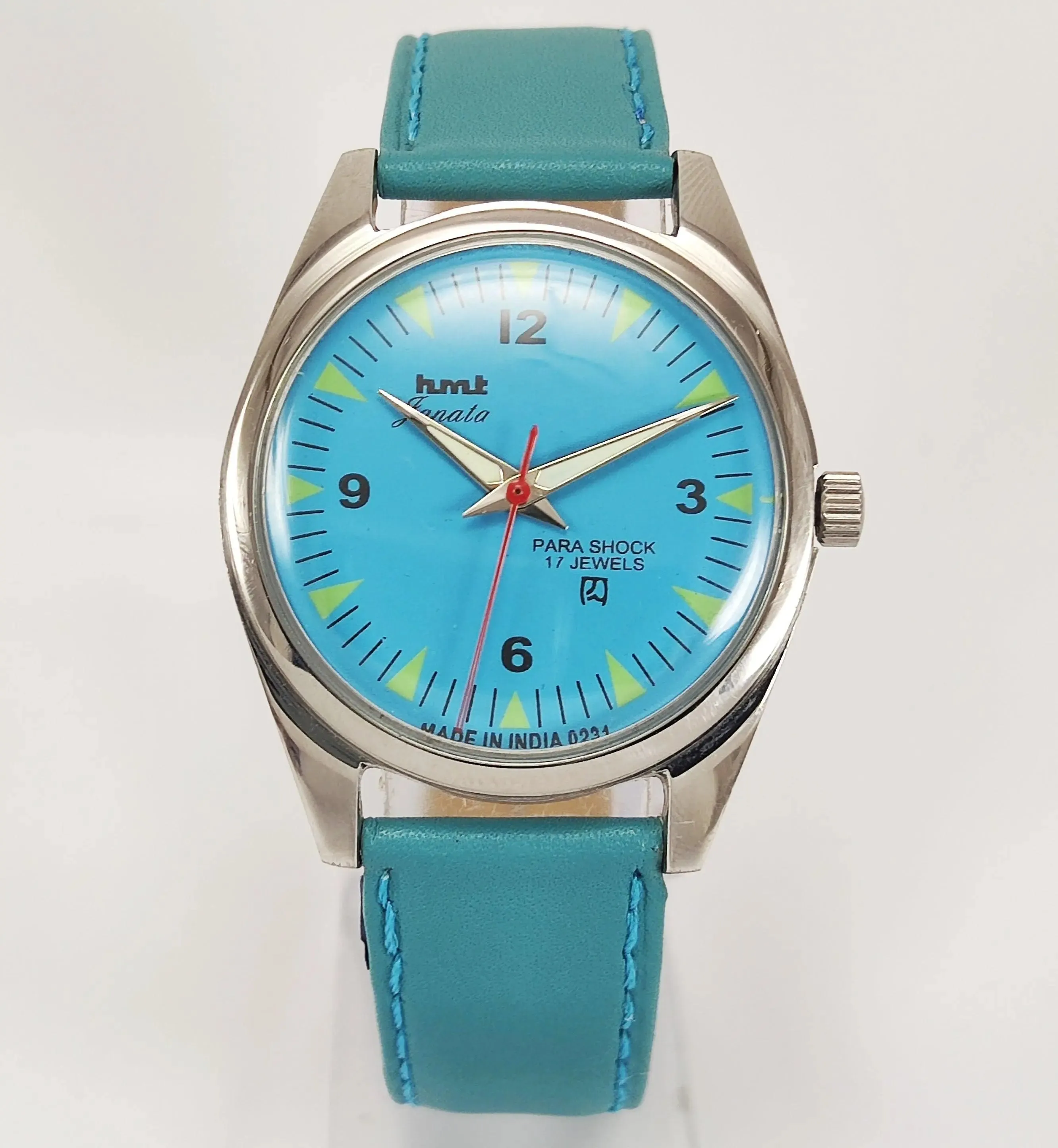 HMT Janata Para Shock 17 Jewels Blue Dial Radium Hands Mechanical Hand winding Men's Wrist Watch