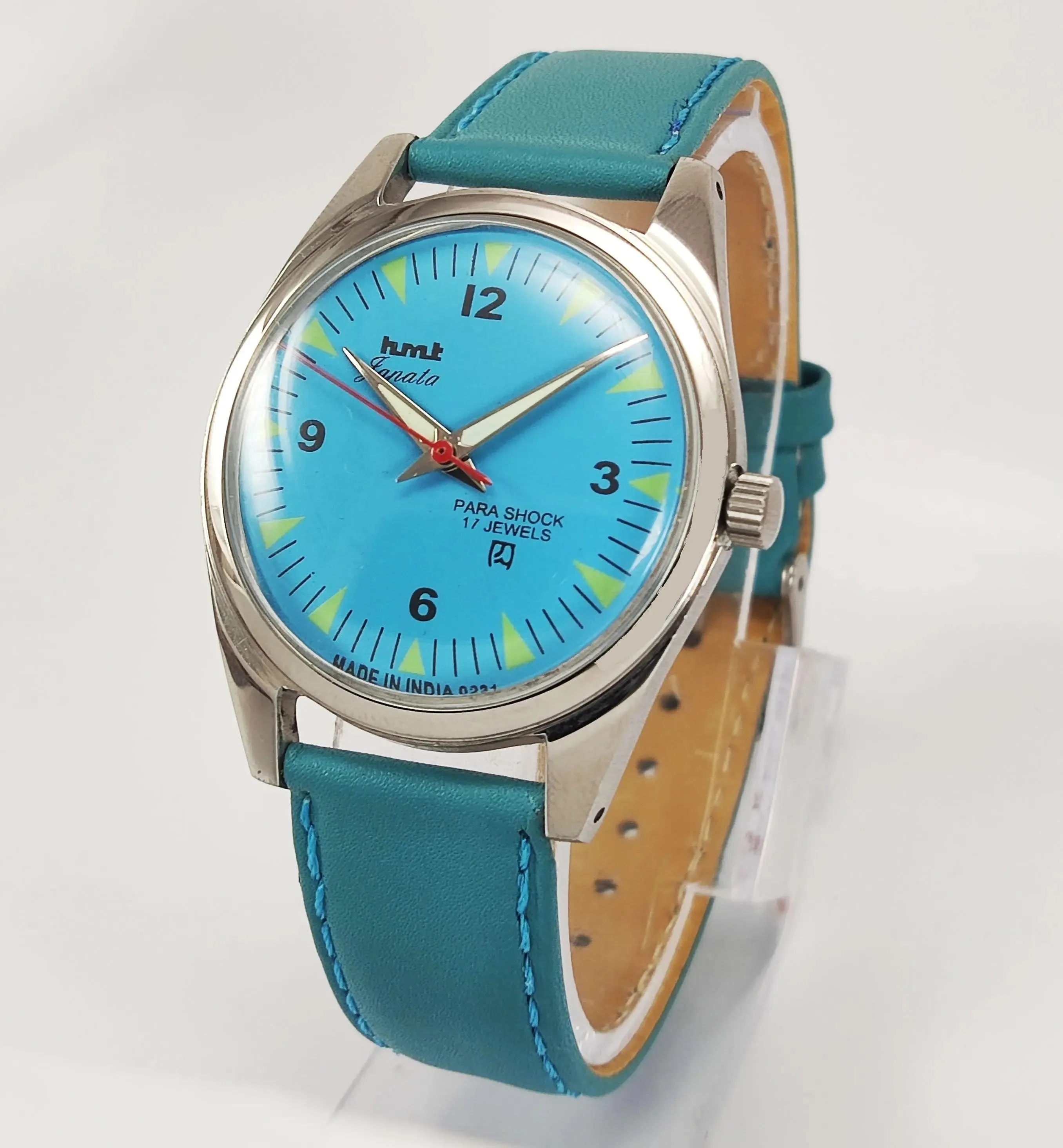 HMT Janata Para Shock 17 Jewels Blue Dial Radium Hands Mechanical Hand winding Men's Wrist Watch