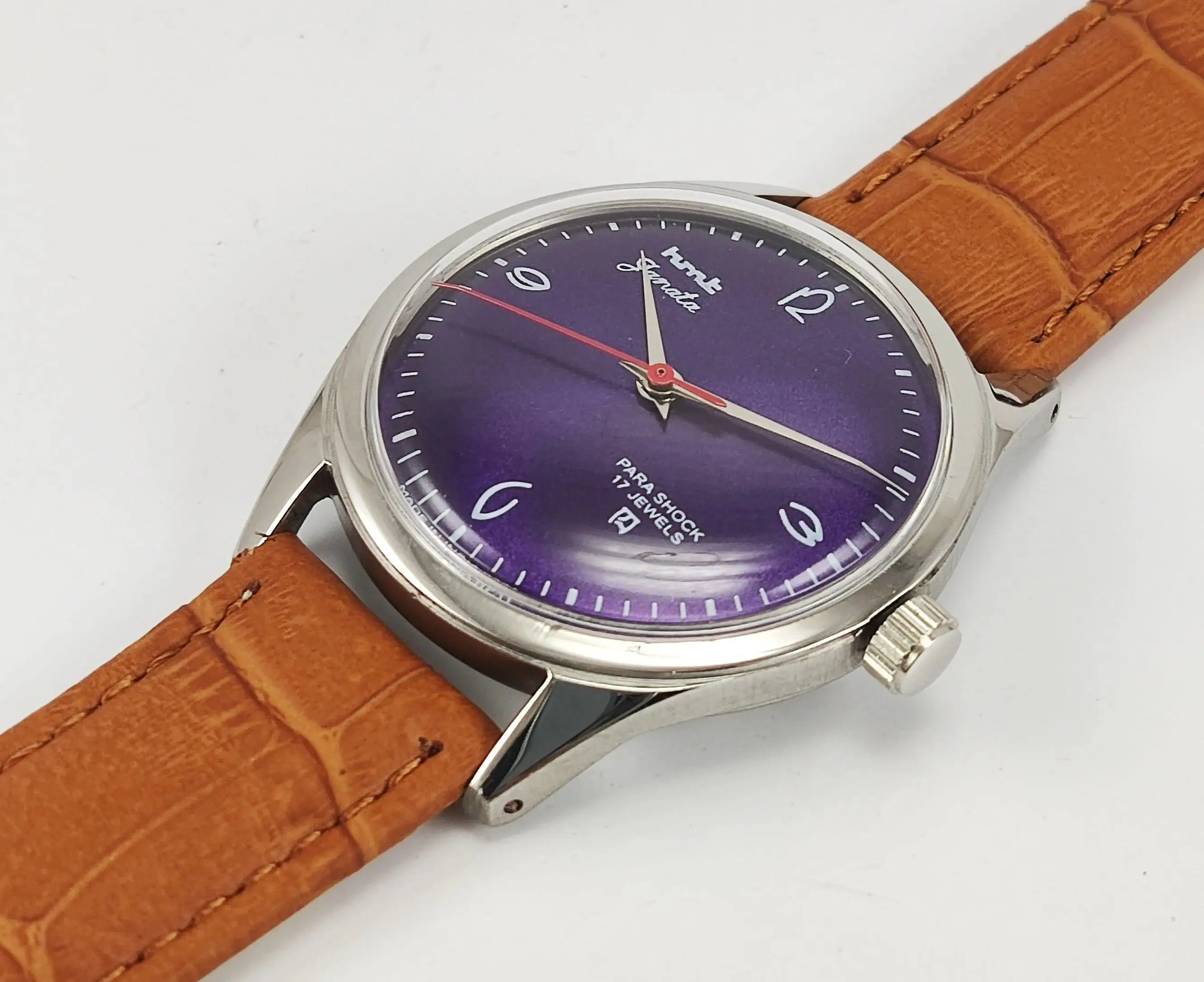 HMT Janata Para Shock 17 Jewels Purple Dial Mechanical Hand winding Men's Wrist Watch