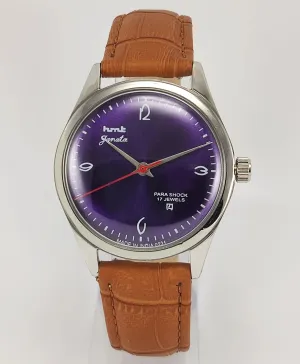 HMT Janata Para Shock 17 Jewels Purple Dial Mechanical Hand winding Men's Wrist Watch