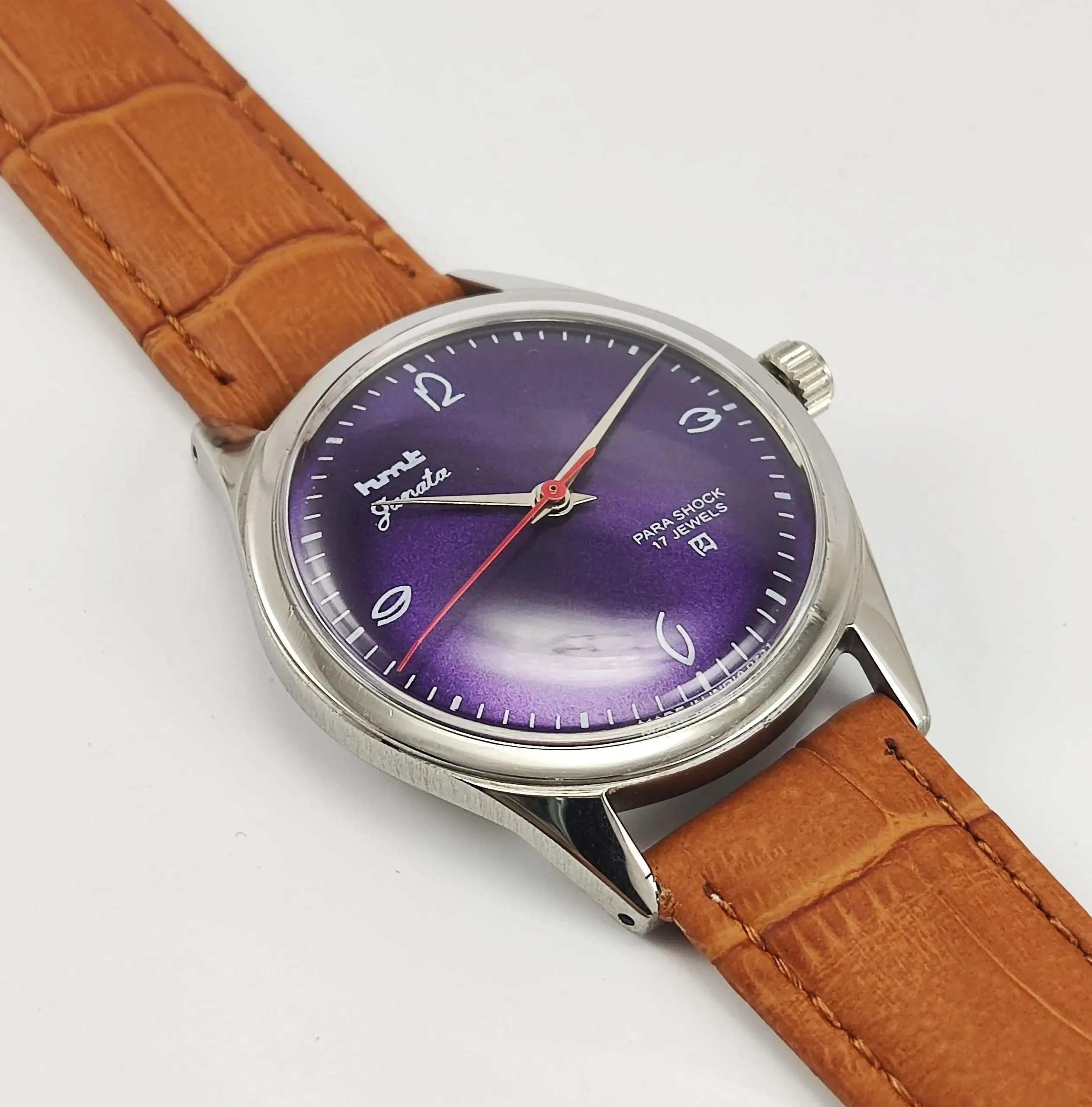 HMT Janata Para Shock 17 Jewels Purple Dial Mechanical Hand winding Men's Wrist Watch