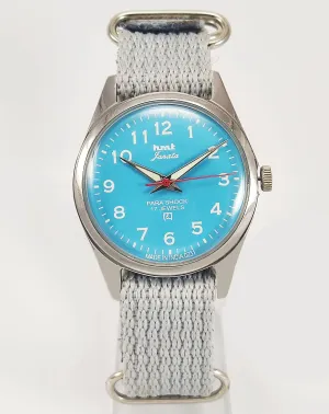 HMT Janata Para Shock 17 Jewels Sky Blue Dial Radium Hands Mechanical Hand winding Men's Wrist Watch