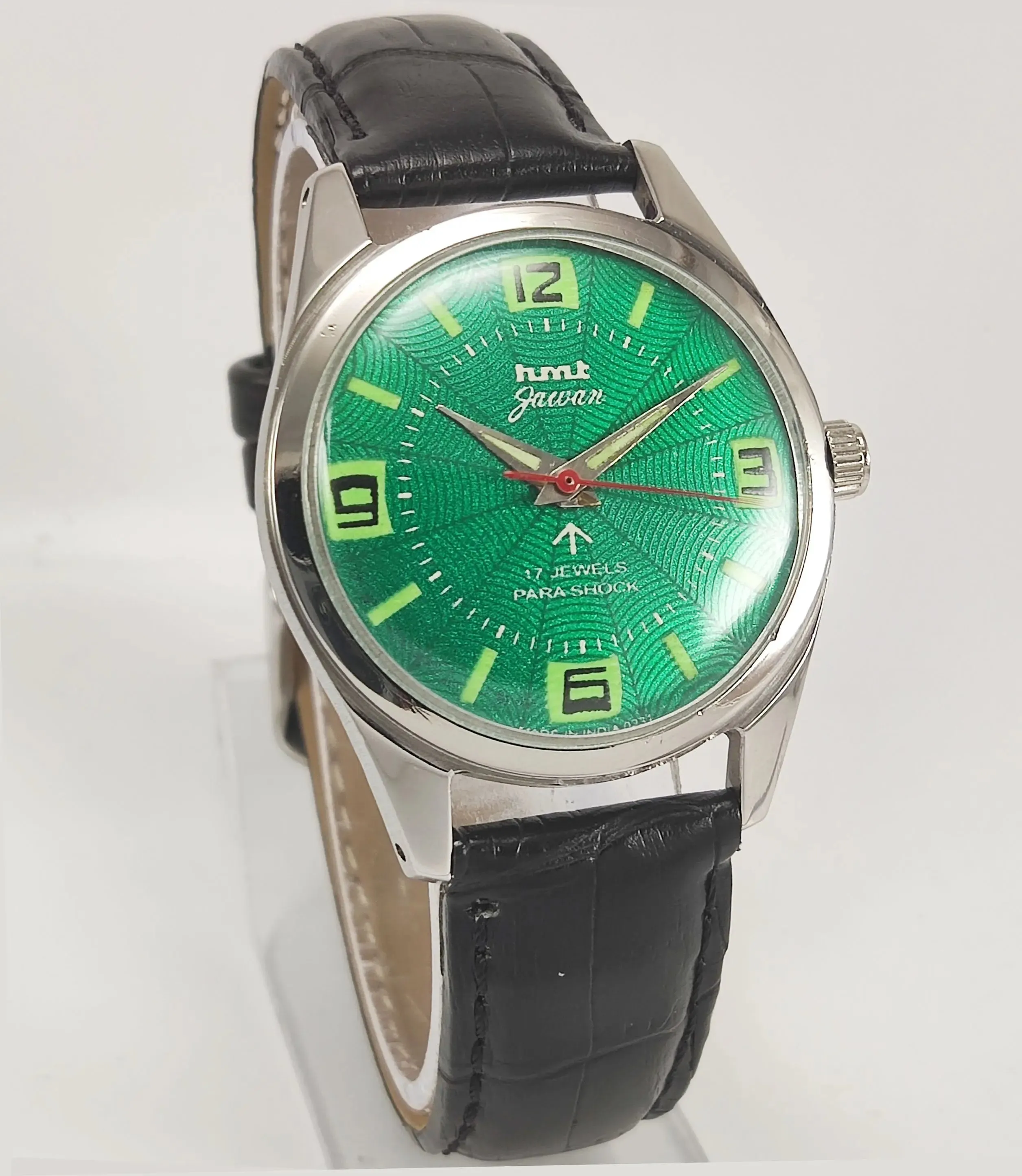 HMT Jawan Para Shock 17 Jewels Green Dial Radium Hands Mechanical Hand winding Men's Wrist Watch
