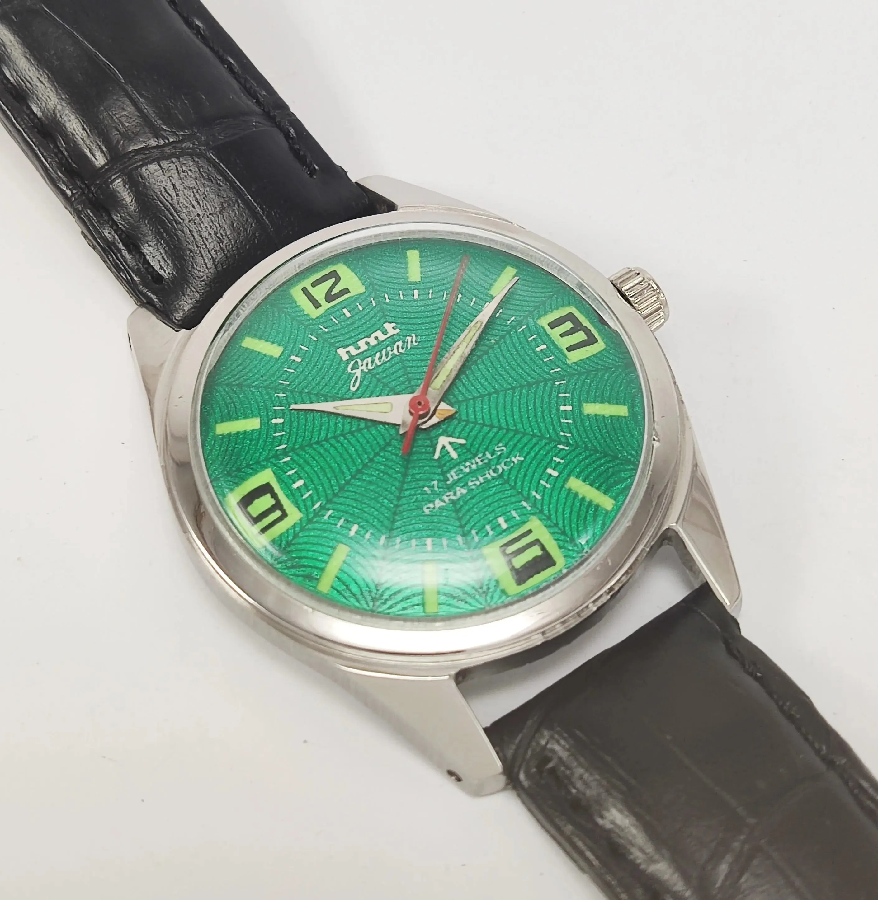HMT Jawan Para Shock 17 Jewels Green Dial Radium Hands Mechanical Hand winding Men's Wrist Watch
