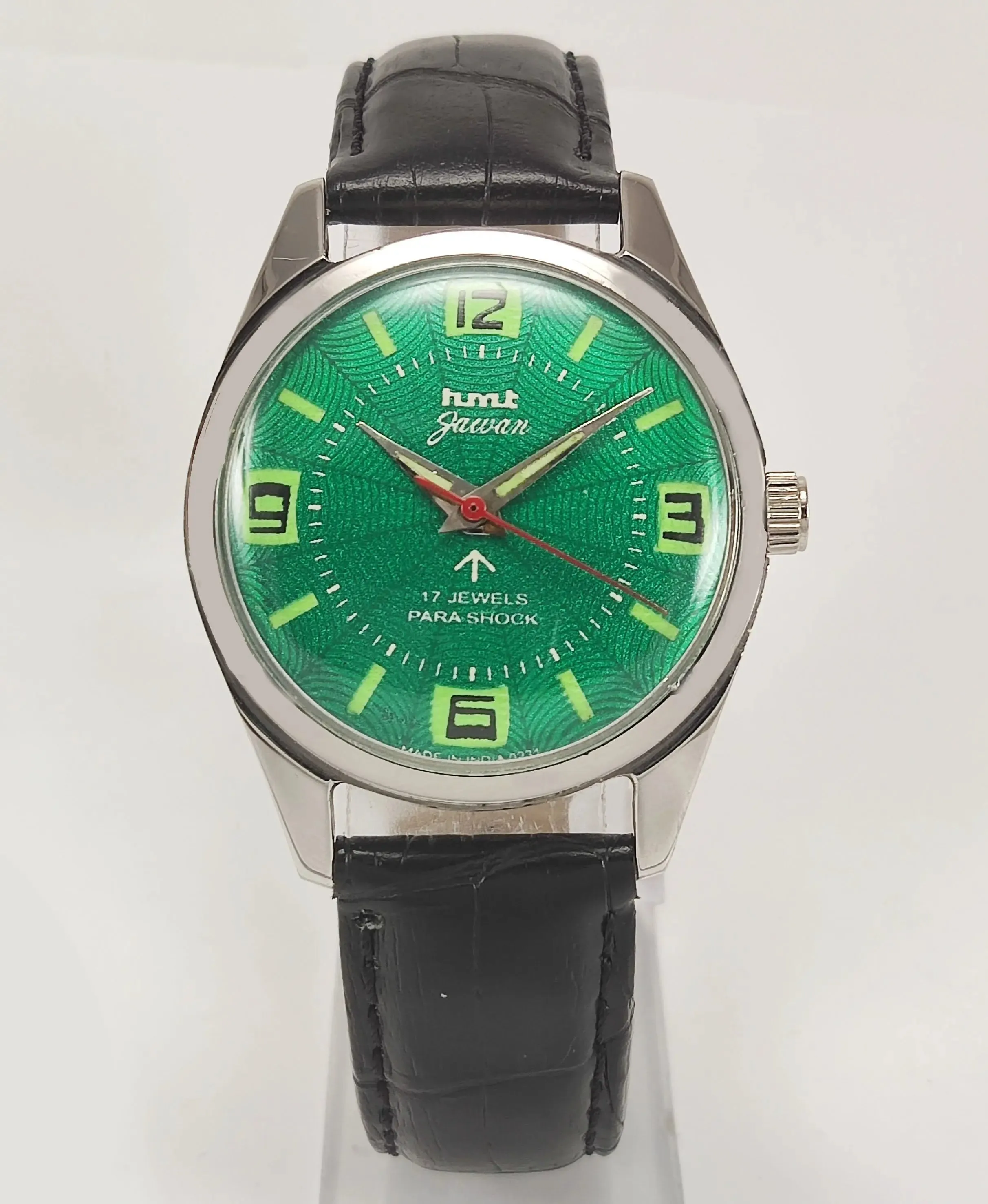 HMT Jawan Para Shock 17 Jewels Green Dial Radium Hands Mechanical Hand winding Men's Wrist Watch