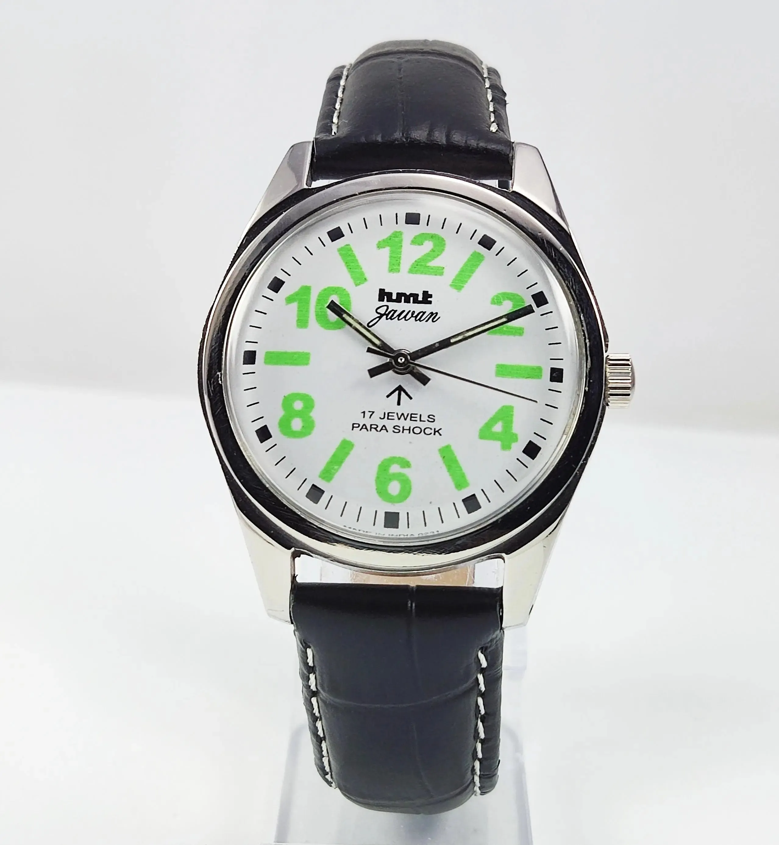 HMT Jawan Para Shock 17 Jewels White Dial Mechanical Hand winding Men's Wrist Watch