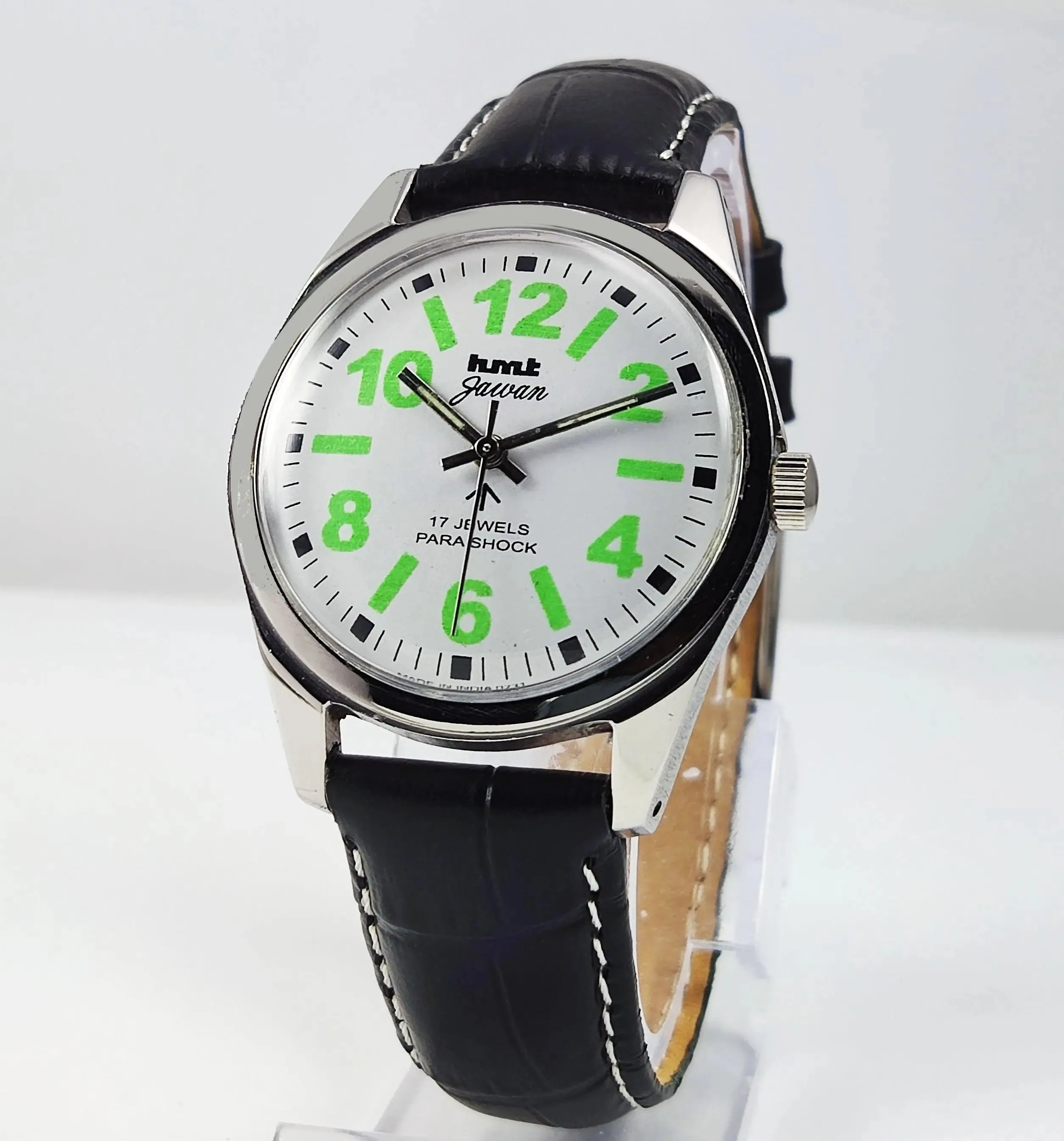HMT Jawan Para Shock 17 Jewels White Dial Mechanical Hand winding Men's Wrist Watch