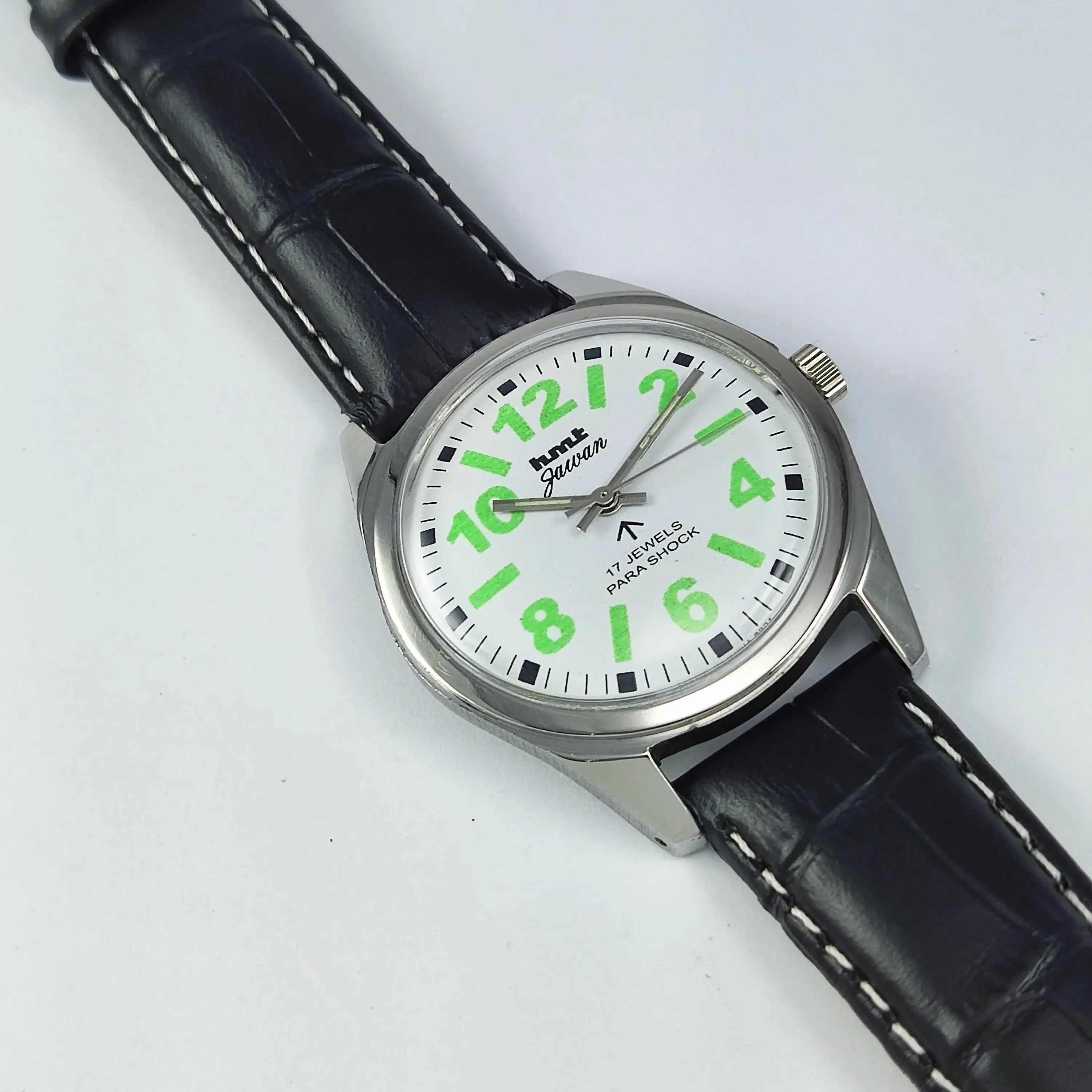 HMT Jawan Para Shock 17 Jewels White Dial Mechanical Hand winding Men's Wrist Watch