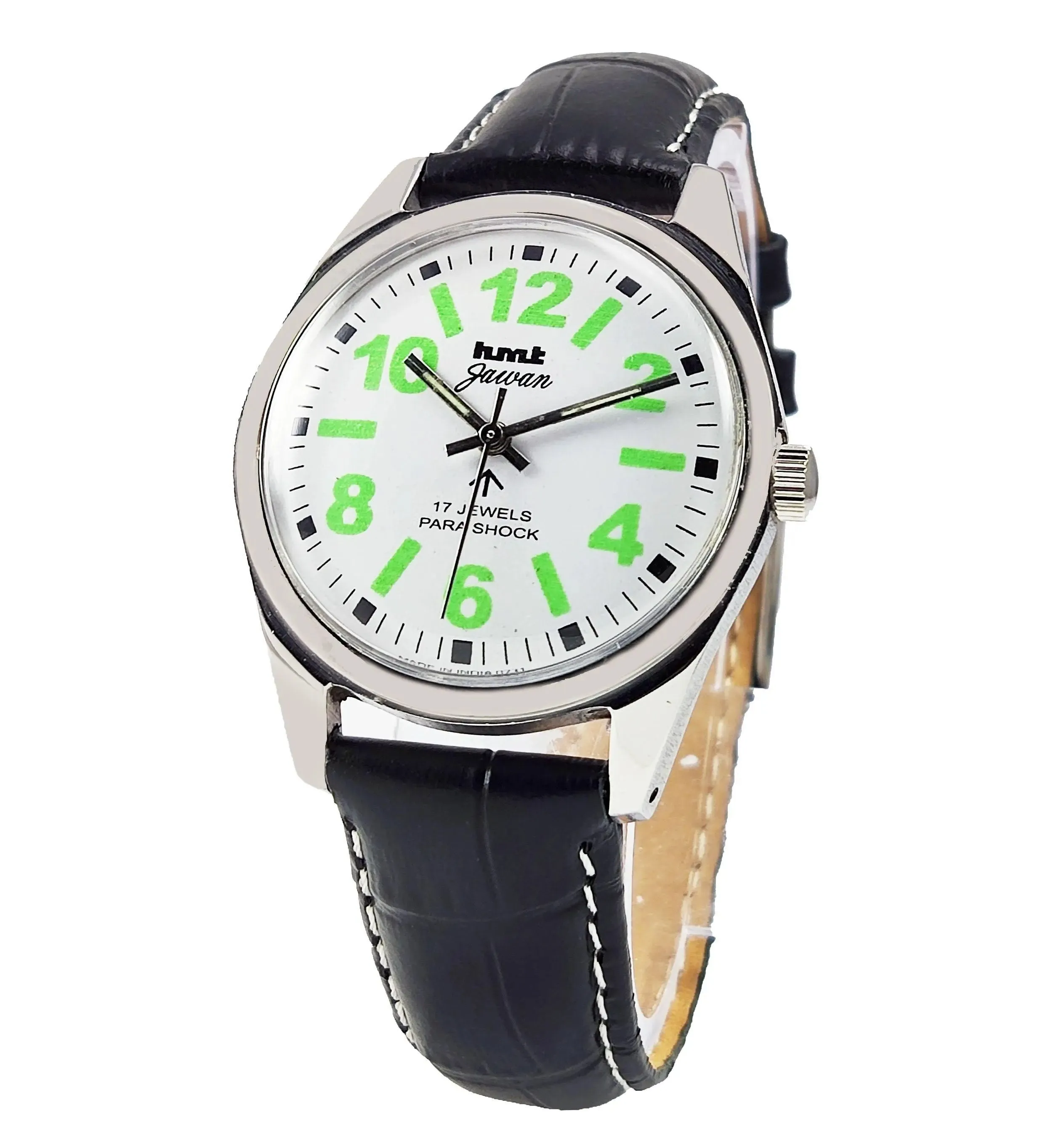 HMT Jawan Para Shock 17 Jewels White Dial Mechanical Hand winding Men's Wrist Watch