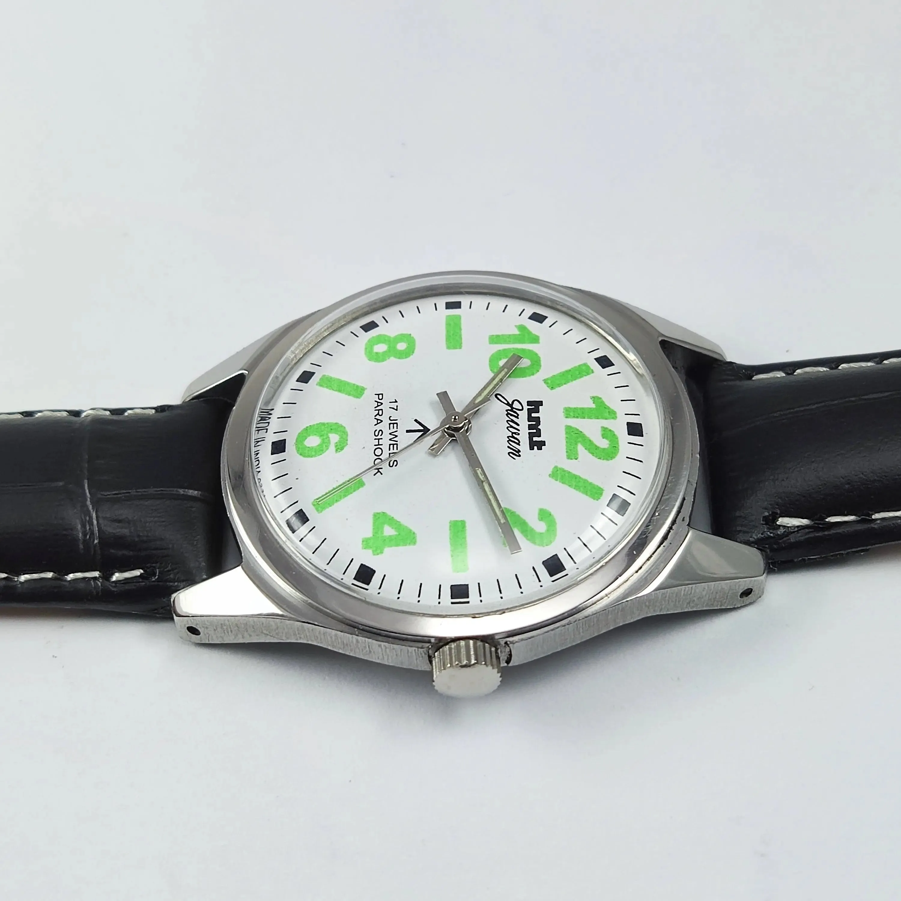 HMT Jawan Para Shock 17 Jewels White Dial Mechanical Hand winding Men's Wrist Watch