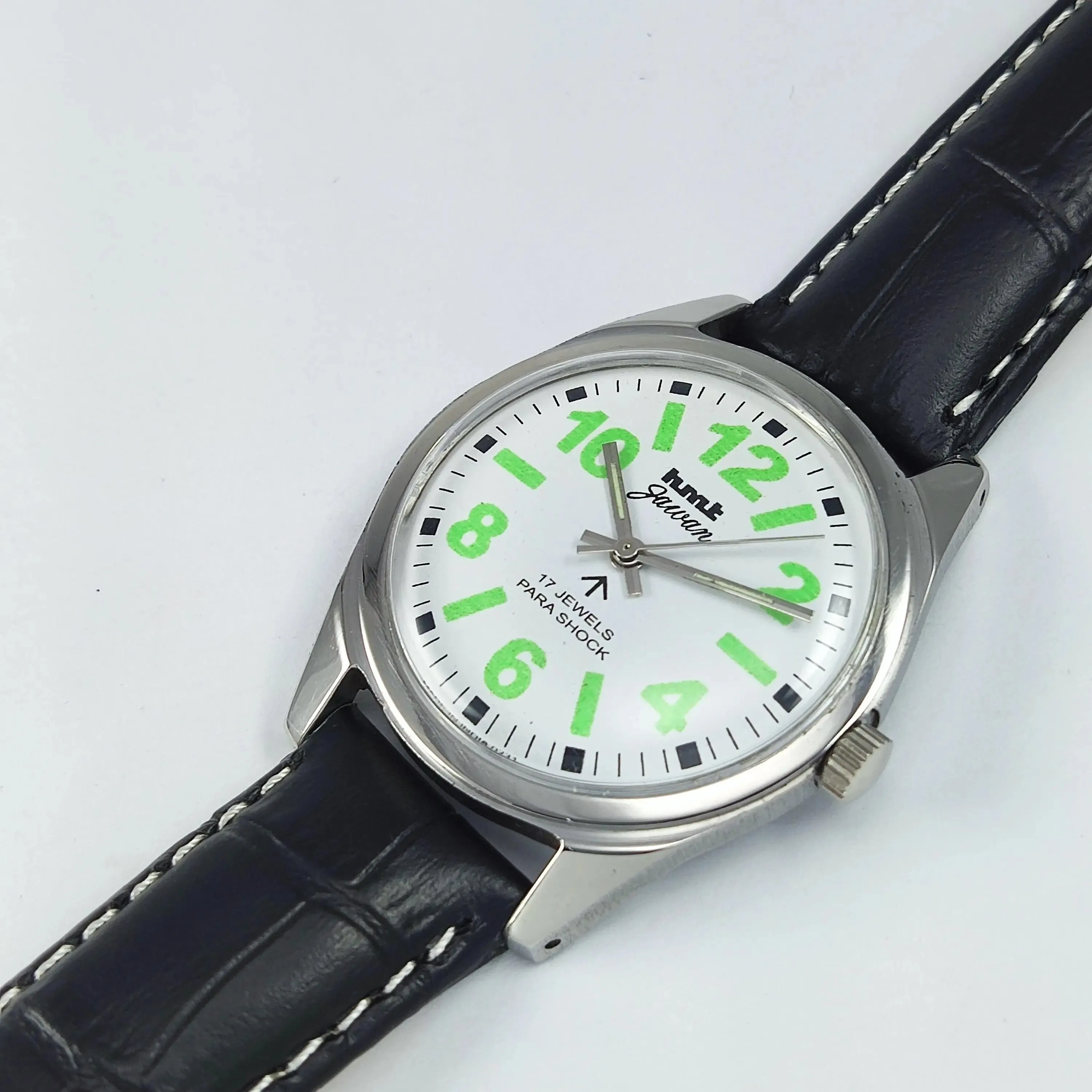 HMT Jawan Para Shock 17 Jewels White Dial Mechanical Hand winding Men's Wrist Watch