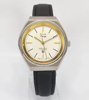 HMT Maurya Para Shock 17 Jewels Cream Color Dial Mechanical Hand winding Men's Wrist Watch
