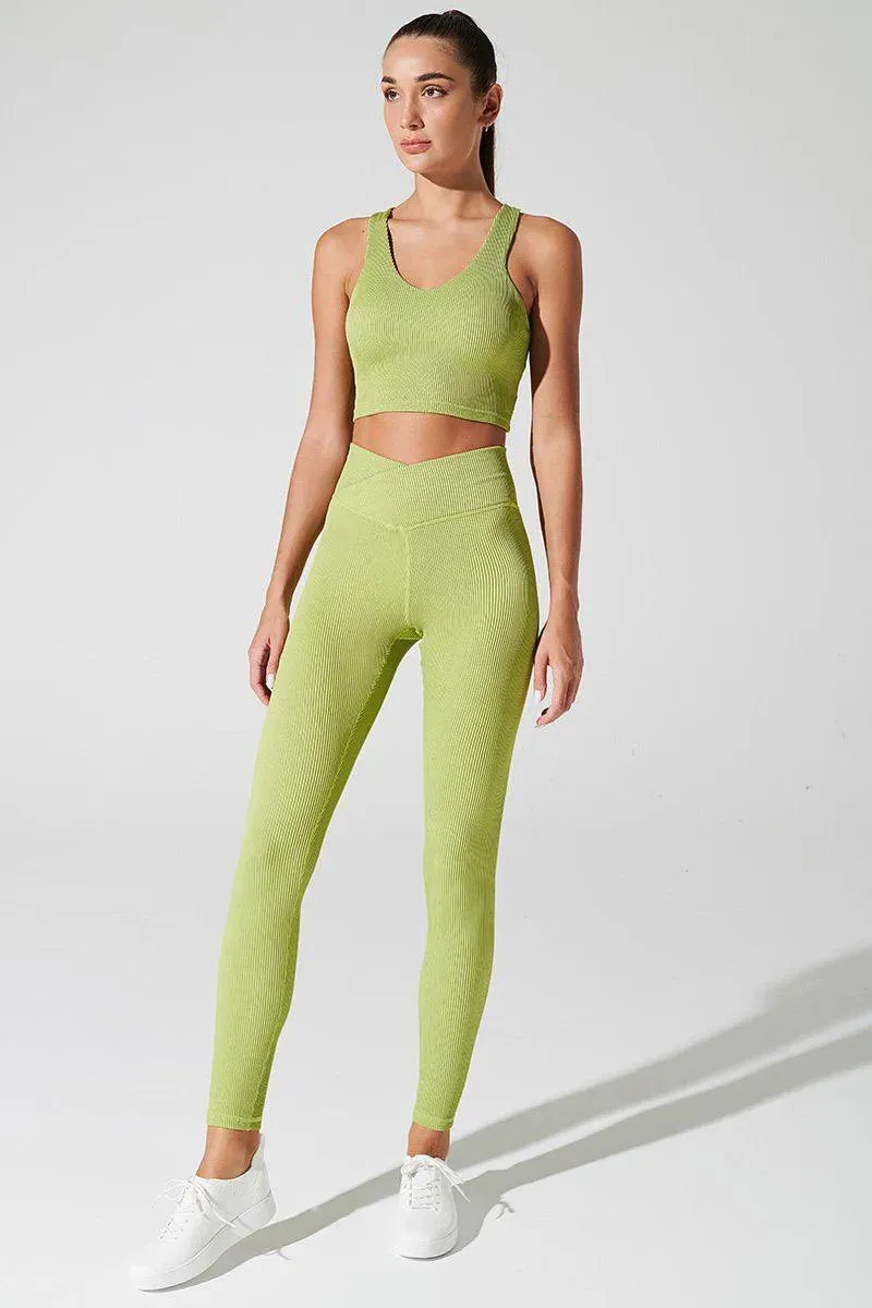 Hydra Ribbed Tank Bra - Green Smoke