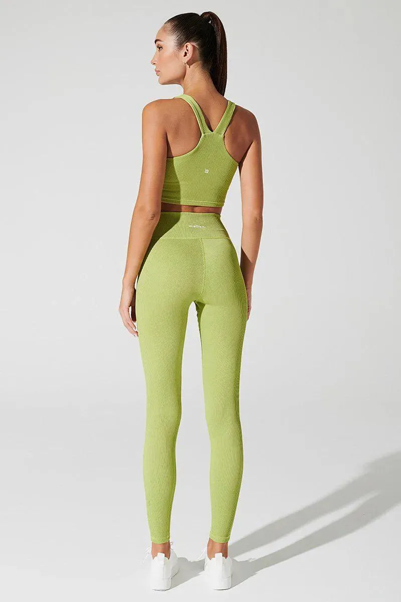 Hydra Ribbed Tank Bra - Green Smoke