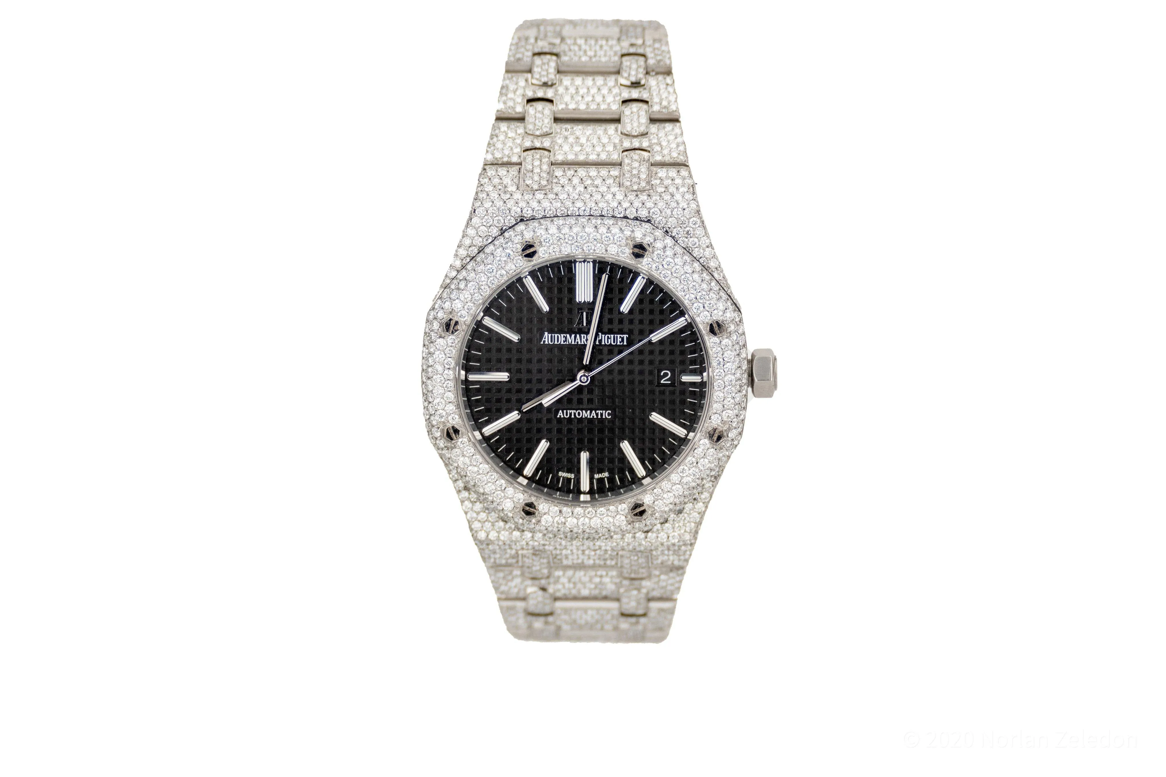 Iced Out Audemars Piguet Royal Oak 36 mm Black Dial