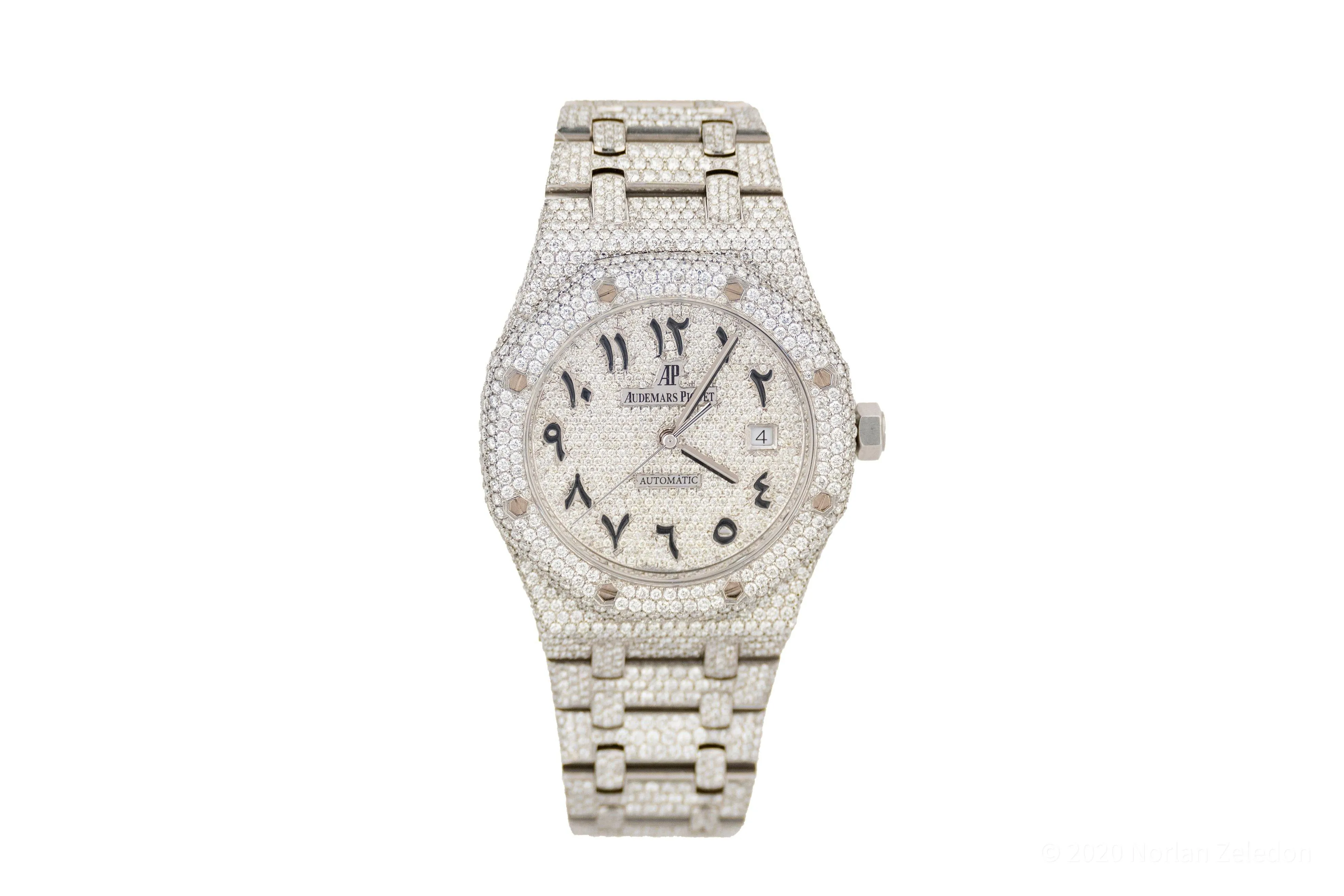 Iced Out Audemars Piguet Royal Oak 36 mm White Dial