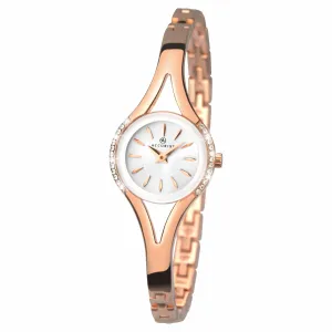 Ladies Rose Gold Plated Bracelet Watch With Stone Set Bezel