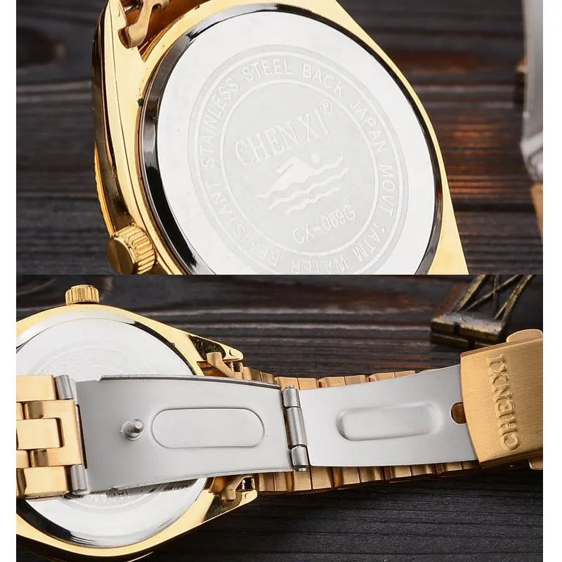 Latest Trending Men Top Quality Watches Luxury Famous Gold Color Stainless Steel Wrist Watch For Party, Wedding, Office, Meetings